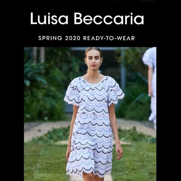 Luisa Beccaria Tiered Scalloped Dress IT 42 US 6 NWOT Milan Fashion Week - Picture 2 of 14